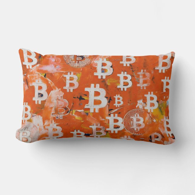 Konsten av Bitcoin (#5) oljemålning Lumbarkudde (Framsida)