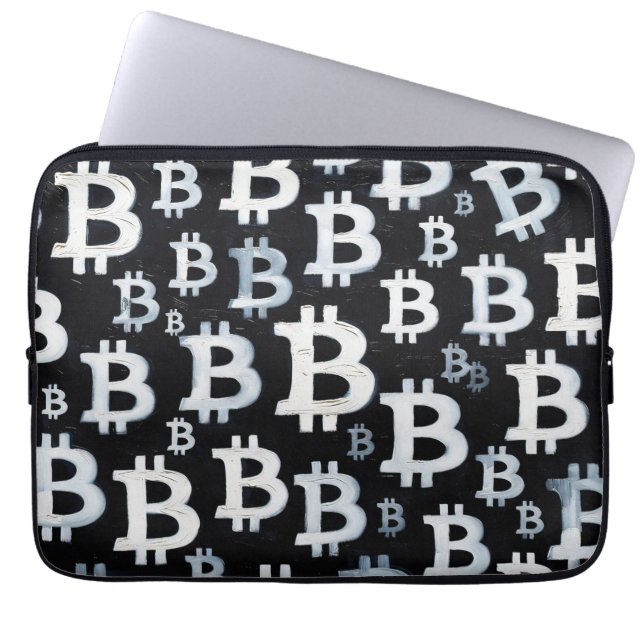 Konsten av Bitcoin (BW #1) oljemålning Laptop Fodral (Framsidan)