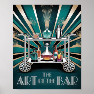 Konsten bakom bardisken Art Deco Cocktailvagn Poster