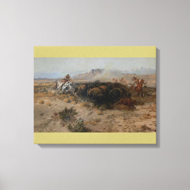 Konsten Buffalo Hunt Charles Marion Russell Canvastryck (Framsida)