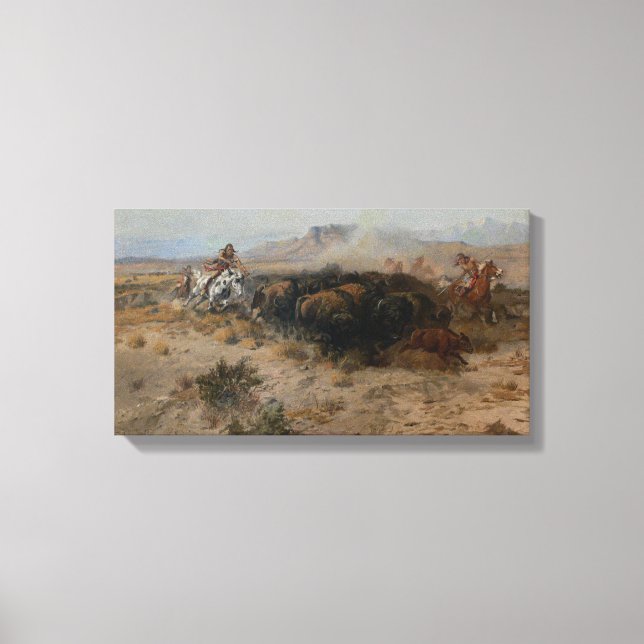 Konsten Buffalo Hunt Charles Marion Russell Canvastryck (Framsida)