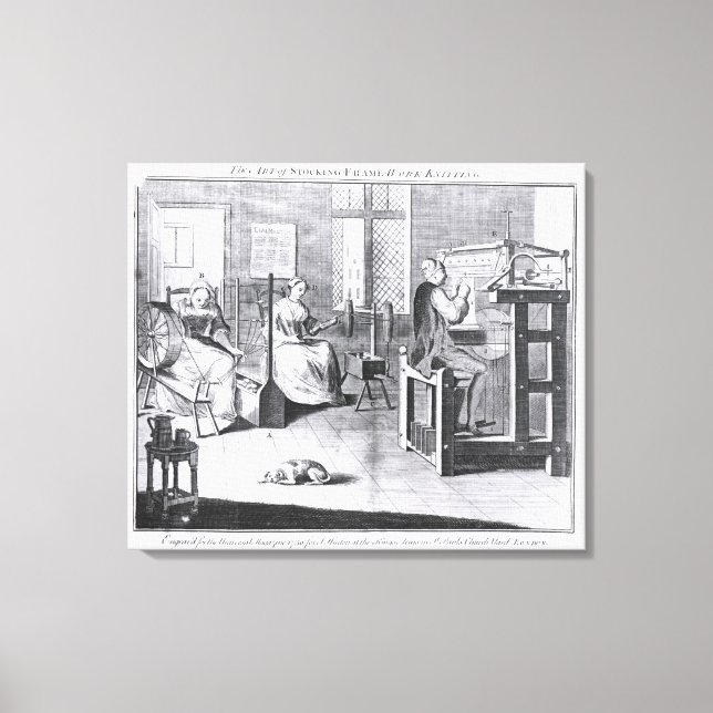 Konsten för lagerhållning av Ram-arbete-Knitting Canvastryck (Framsida)