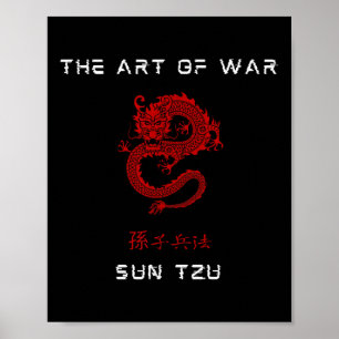 Konsten Krig Sol Tzu, traditionell kinesisk röddra Poster