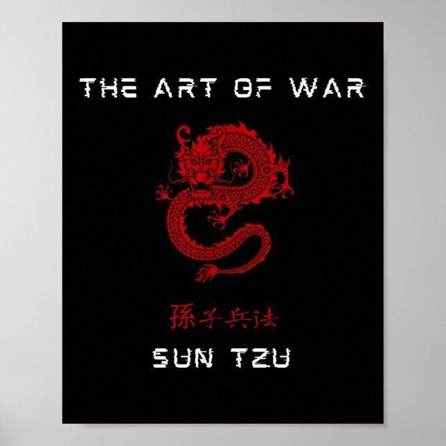 Konsten Krig Sol Tzu, traditionell kinesisk röddra Poster (Framsidan)