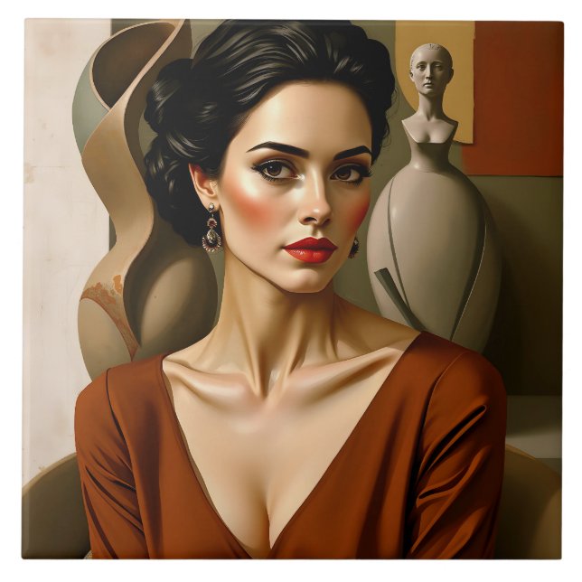 Konsten mellan oss - färglöst Porträtt Kakelplatta (Framsidan)