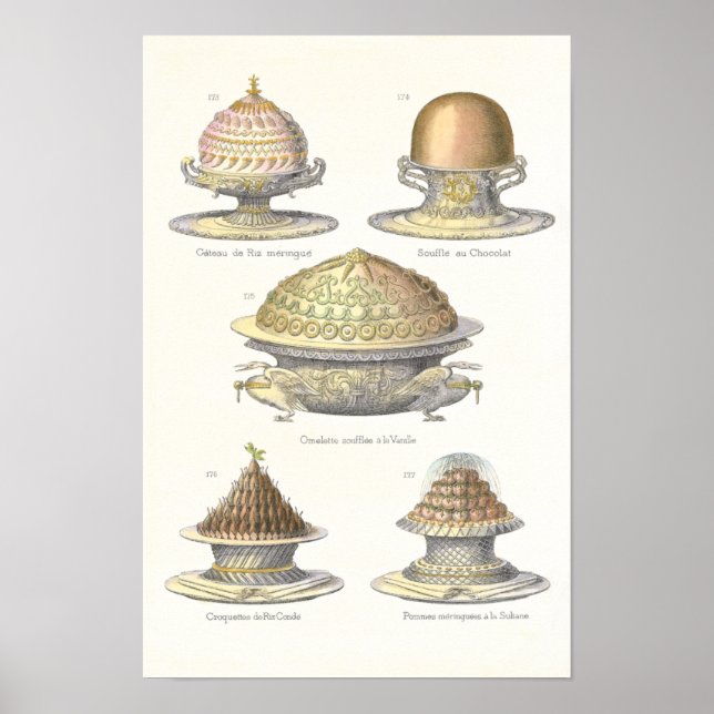 Konsten Soufflé - Antique Vintage Pastry Poster (Framsidan)