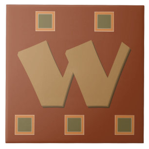 Konster och Crafts-Squares-Earthtone_Monogrammed Kakelplatta