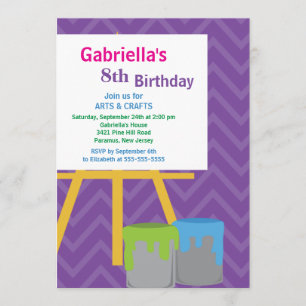 Konster & tillverkar ungar målar födelsedagsfesten inbjudningar