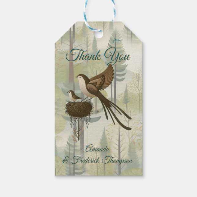 Konstexempel på förenklade fåglar i stil i presentetikett (Framsidan)