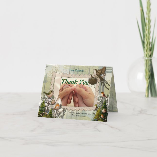 Konstexempel på förenklade fåglar i stil i tack kort (Framsida)