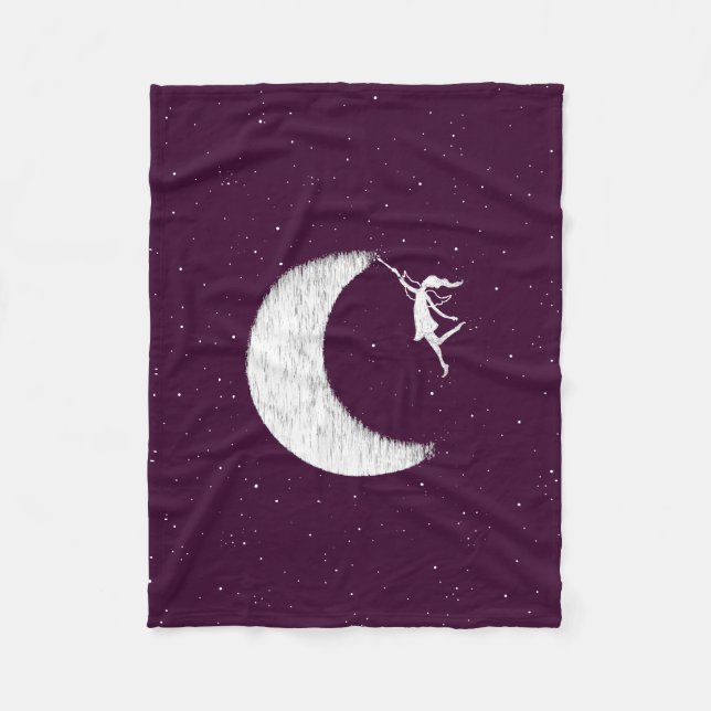 Konstfe: Måla månen (lilor) Fleecefilt (Framsidan)