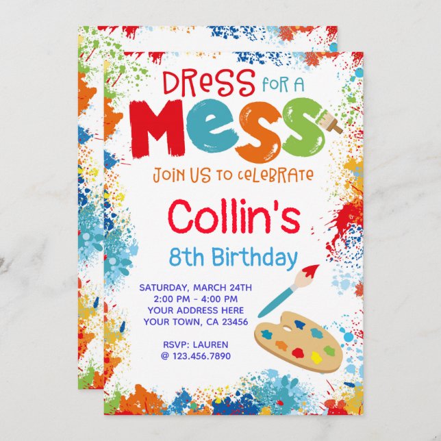 Konstfödelsedagsfest inbjudan (Fram/baksida)