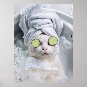 Konstgåva från Cat Spa Day Wall Art Gift Poster