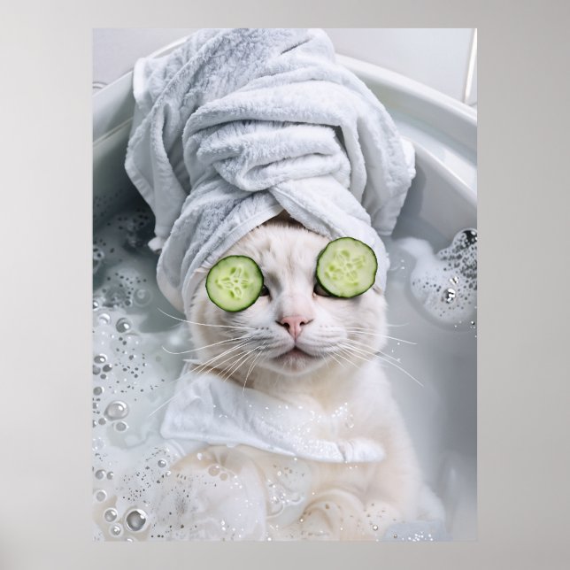 Konstgåva från Cat Spa Day Wall Art Gift Poster (Framsidan)