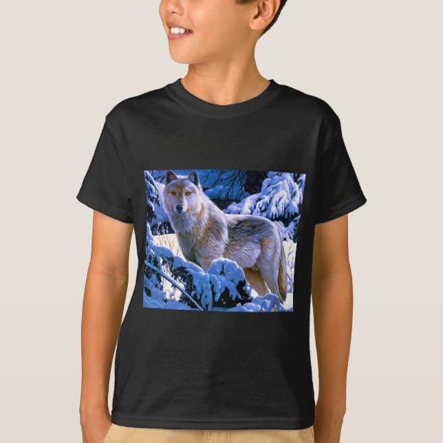 Konstgåvor för Varg av timmer Tee Shirt (Framsida)