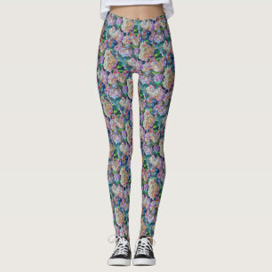 Konstgjord Abstrakt av Hortensia Blommigt Art Leggings