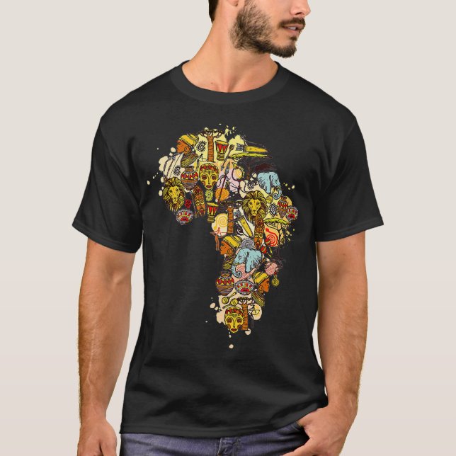 Konstgjord afrikansk svart historia i karta månad  t shirt (Framsida)