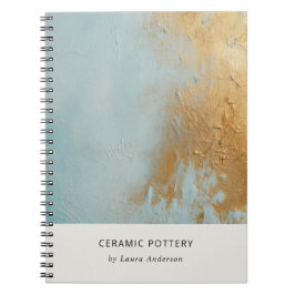 Konstgjord Aqua Blue Guld Oil Paint Struktur Anteckningsbok