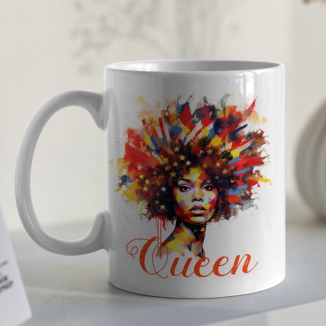 Konstgjord Blommigt Afro Woman med Monogram och ci Kaffemugg (Skapare uppladdad)