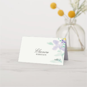 Konstgjord Boho Lilac Blommigt Watercolor Monogram Placeringskort