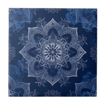 Konstgjord Boho Navy Blue Mandala