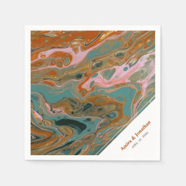 Konstgjord Boho-Orange Marble Anpassningsbar Napki Pappersservett