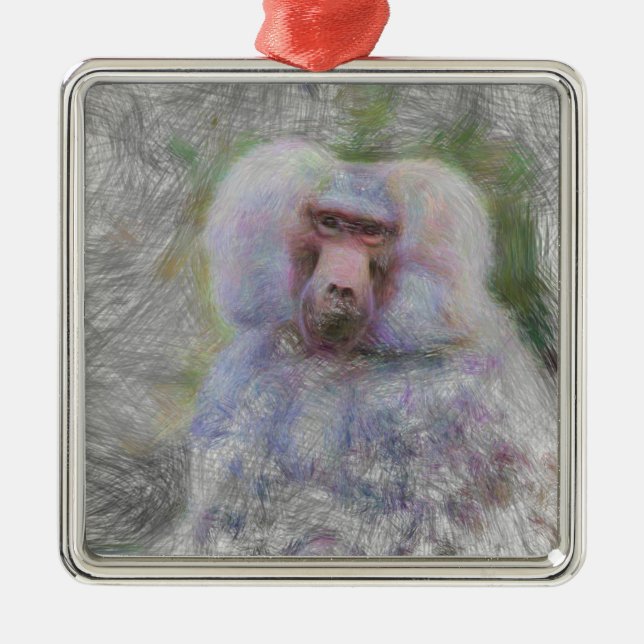 konstgjord boskapsbaboon julgransprydnad metall (Framsidan)