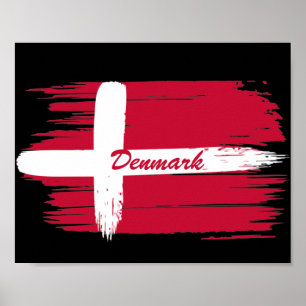 Konstgjord Brushstroke Danmark-Flagga Poster