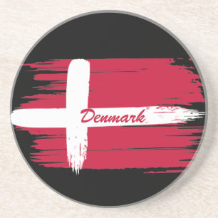 Konstgjord Brushstroke Danmark-Flagga Underlägg