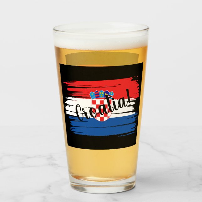 Konstgjord Brushstroke Kroatien Flagga Glaskopp (Framsida fylld)