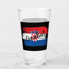 Konstgjord Brushstroke Kroatien Flagga Glaskopp