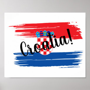 Konstgjord Brushstroke Kroatien Flagga Poster