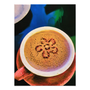 Konstgjord Cappuccino Kopp med skum för Blommigt Fototryck