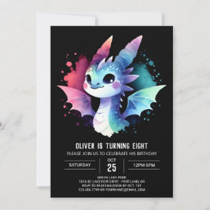 Konstgjord Charming Dragon Birthday Inbjudningar
