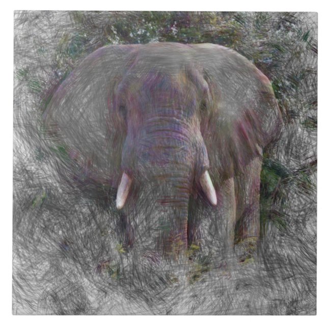 Konstgjord elefant kakelplatta (Framsidan)