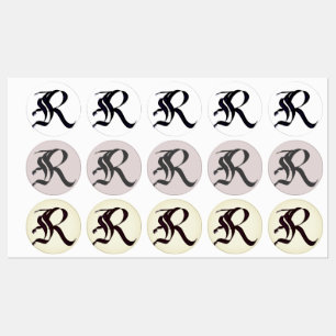 Konstgjord Elegant Monogram Calligraphy Brev ’R’ Klistermärke