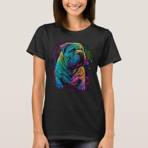 Konstgjord färgfull poppgrafik målad Shar Pei T Shirt