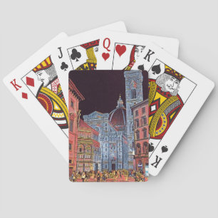 Konstgjord Florence Italien Street Scene med Duomo Casinokort