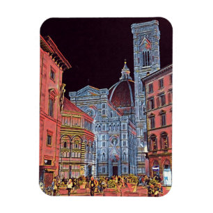 Konstgjord Florence Italien Street Scene med Duomo Magnet