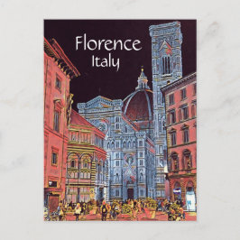 Konstgjord Florence Italien Street Scene med Duomo Vykort