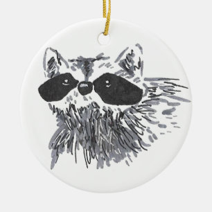 Konstgjord Forest Animal Wildlife Cute Raccoon Julgransprydnad Keramik
