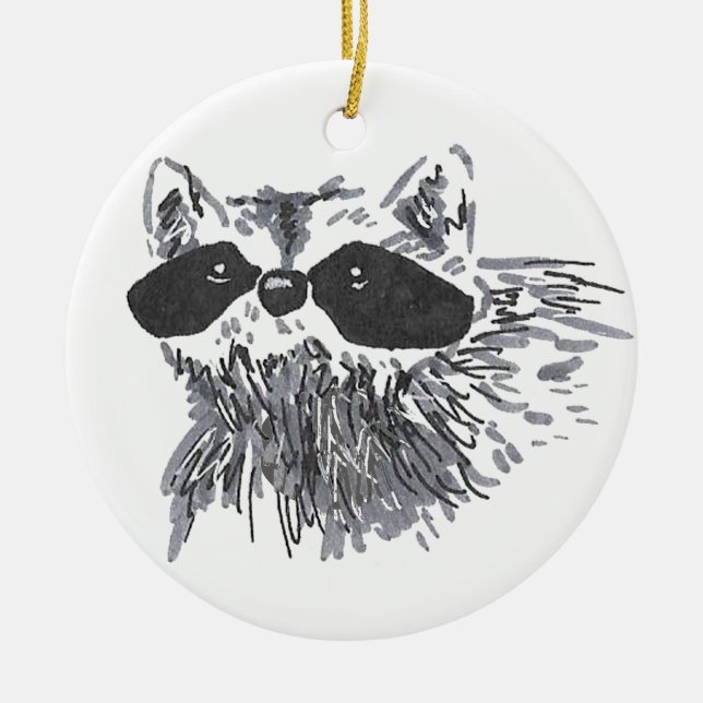 Konstgjord Forest Animal Wildlife Cute Raccoon Julgransprydnad Keramik (Framsidan)