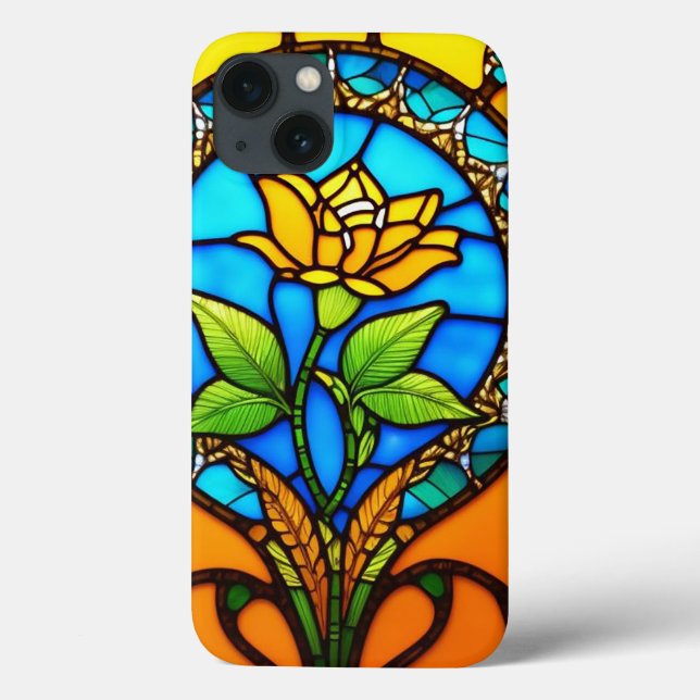 Konstgjord glasmassa med brant blomma (Baksida)