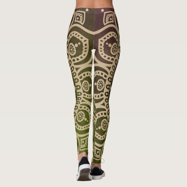 Konstgjord gradient stosty grönt Mandala Yoga work Leggings (Baksida)