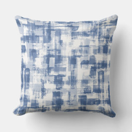 Konstgjord hand målad vattenfärg blå och vit kudde