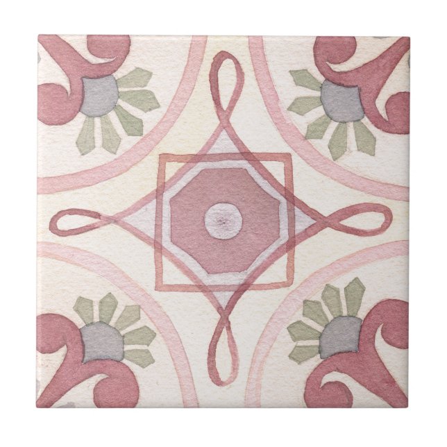 Konstgjord handmålad blommigt Vattenfärg Feminin Kakelplatta (Framsidan)