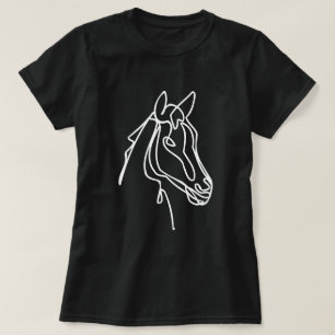 Konstgjord häst, teckning svart t-skjorta för kv t shirt