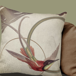 Konstgjord hummingbird-design i Beige GRÖNT Kudde