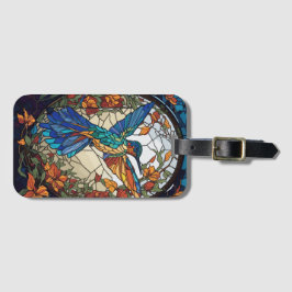 Konstgjord hummingbird i färgat, glaserat bagagebricka