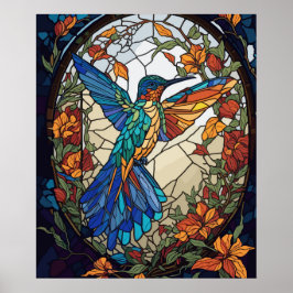 Konstgjord hummingbird i färgat, glaserat poster